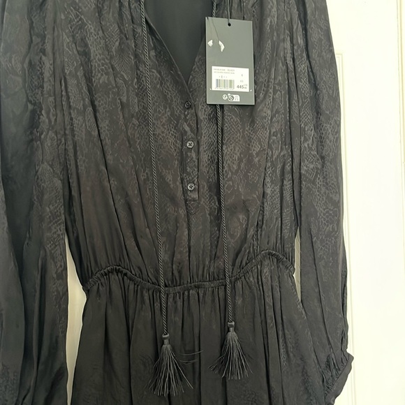 NWT $455 The Kooples LONG BLACK SNAKESKIN JACQUARD DRESS size 3 - Picture 7 of 17